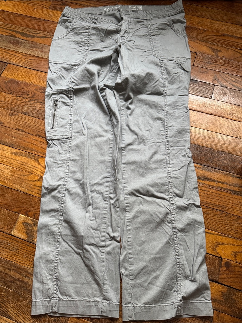 Women’s Sonoma Light Gray Cargo Pants with Zip Pocket